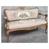Louis XV-style carved wood bench with