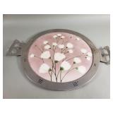Vintage silver plate and porcelain insert vanity