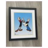 Framed Popeye animation art cel