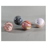 Four agate, gray moonstone, rhodochrosite
