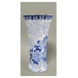Asian blue and white porcelain flora vase