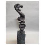 Bronze abstract sculpture on marble base