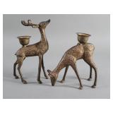 Pair of brass deer candle holders