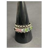 Sterling silver ring with multicolor gemstones