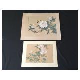 2 vintage oriental woodblock prints