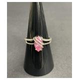 Vintage sterling silver ring with pink gemstone
