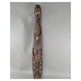 Vintage African carved wood Mwai mask adorned