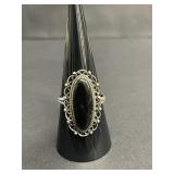 Vintage sterling silver ring with black onyx