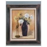 Signed Marie Hunter oil on canvas floral still