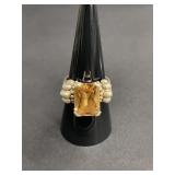 Sterling silver ring with faceted gemstone