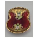 Vintage ruby red art glass trinket dish