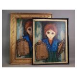 Pair of vintage signed Roger Etienne "Boy With