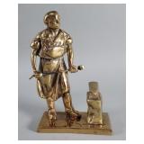 Vintage brass blacksmith and anvil sculpture