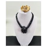 Vintage signed Miriam Haskell pieces, black g
