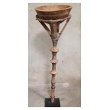 Vintage African tuareg bowl adorned with leather
