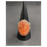 Vintage sterling silver and agate ring