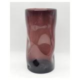 Vintage hand-blown amethyst art glass vase with