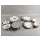 Set of Flintridge China plates, cups and saucers