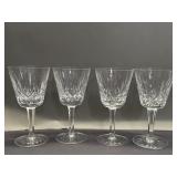 Four Waterford crystal lismore claret wine glasses