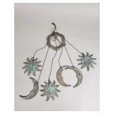 Vintage brass sun and moon motif wind chime