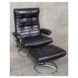 Ekornes leather and chrome stressless chair with