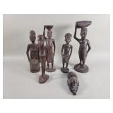 Vintage African tribal art wood carvings dense