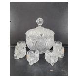 Nachman German crystal 7 piece punch bowl set
