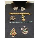 Vintage designer costume jewelry, brooches,