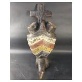 Vintage African carved wood fertility mask
