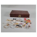 Group of cufflinks, pins, tie clips