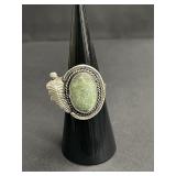 Vintage sterling silver ring with green stone