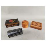 Group of vintage and handcrafted wood boxes