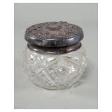 Vintage crystal jar with sterling silver lid