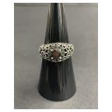 Vintage sterling silver ring with black stone