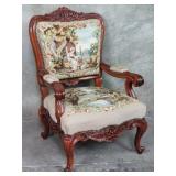 French Louis XV-style carved walnut  arm chair