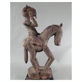 Antique hand carved wood equestrian sculpture