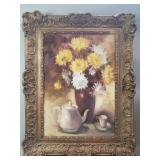 Signed Marie Hunter oil on canvas floral still