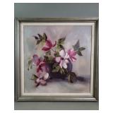 Signed Marie Hunter oil on canvas floral still