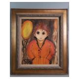 Signed Roger Etienne mixed media portrait