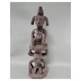 Vintage African hand carved stacked figural wood