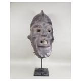 Vibtage African wood and leather bound helmet mask