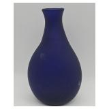 Vintage hand-blown cobalt blue satin glass bud