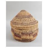 Vintage handmade coiled lidded basket