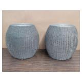Pair of Crate& Barrel hand woven wire and iron