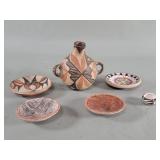 Group of vintage Native pottery bowls and vessel