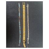 3 vintage sterling silver bracelets with