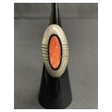 Vintage sterling silver and coral ring