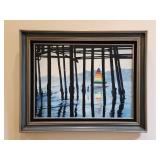 Vintage oil on canvas beach scene Maxine Burnett