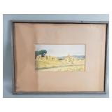 Antique signed watercolor painting info on verso