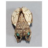 Vintage signed Ciner figural insect brooch,